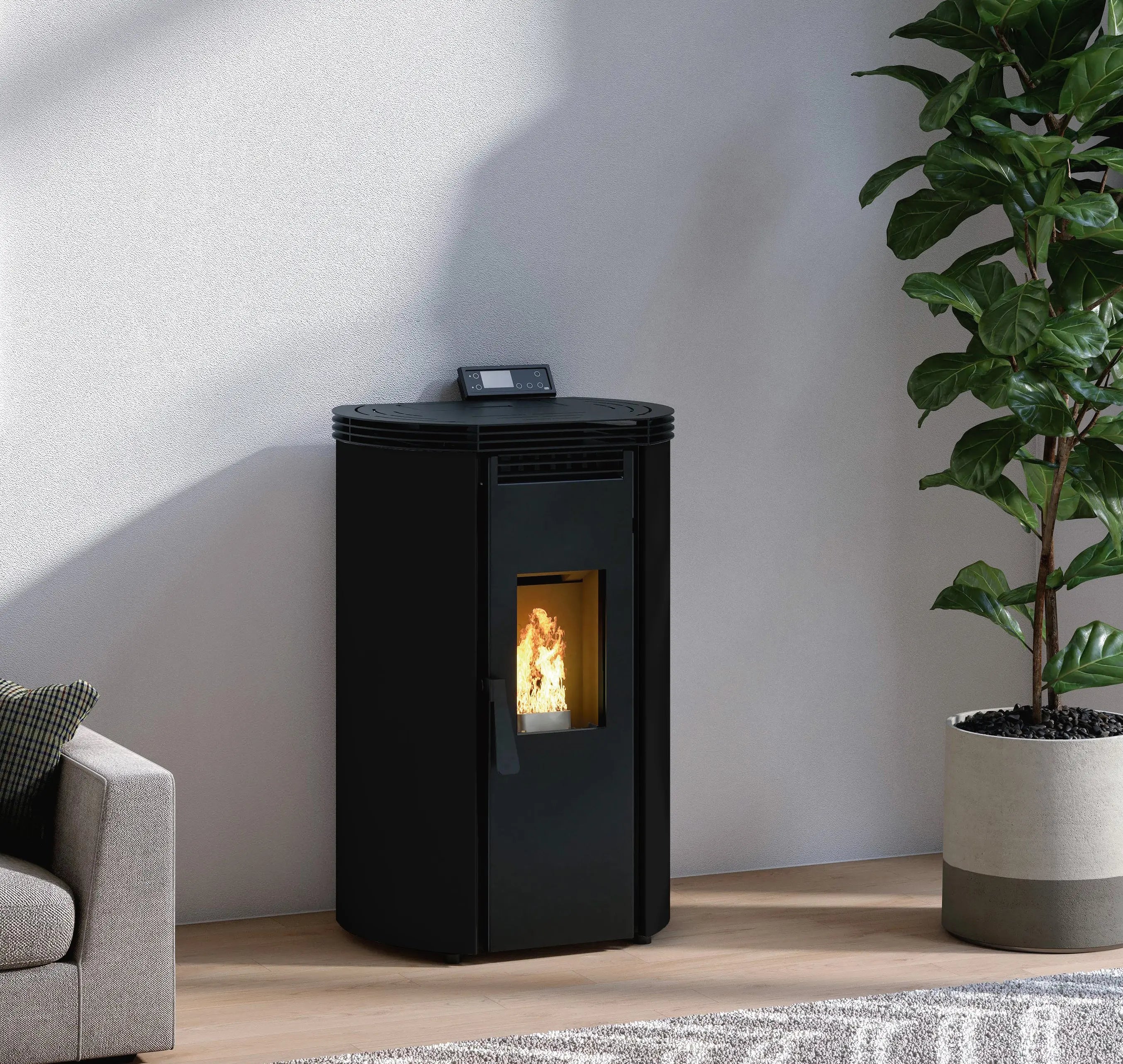 Poêle à granulés arrondi FM Calefaccion BP-100C 9,8 kW — Design contemporain FM Calefaccion