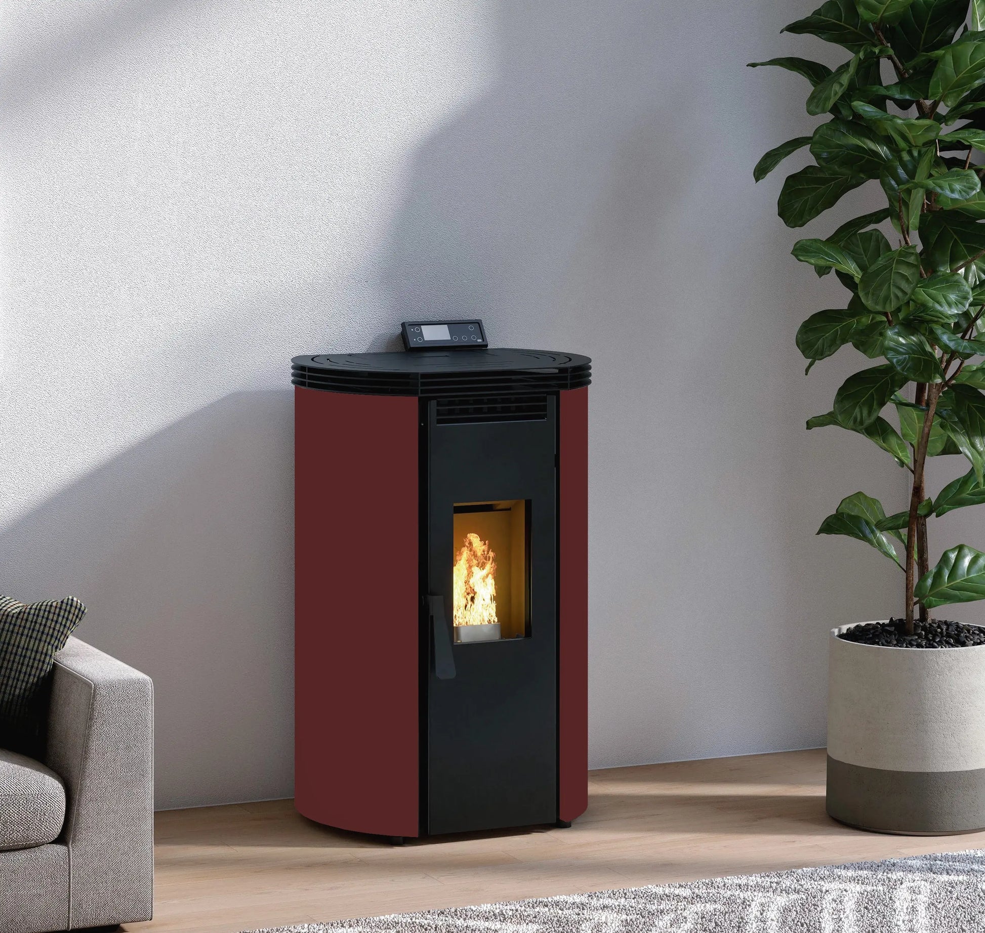 Poêle à granulés arrondi FM Calefaccion BP-100C 9,8 kW — Design contemporain FM Calefaccion