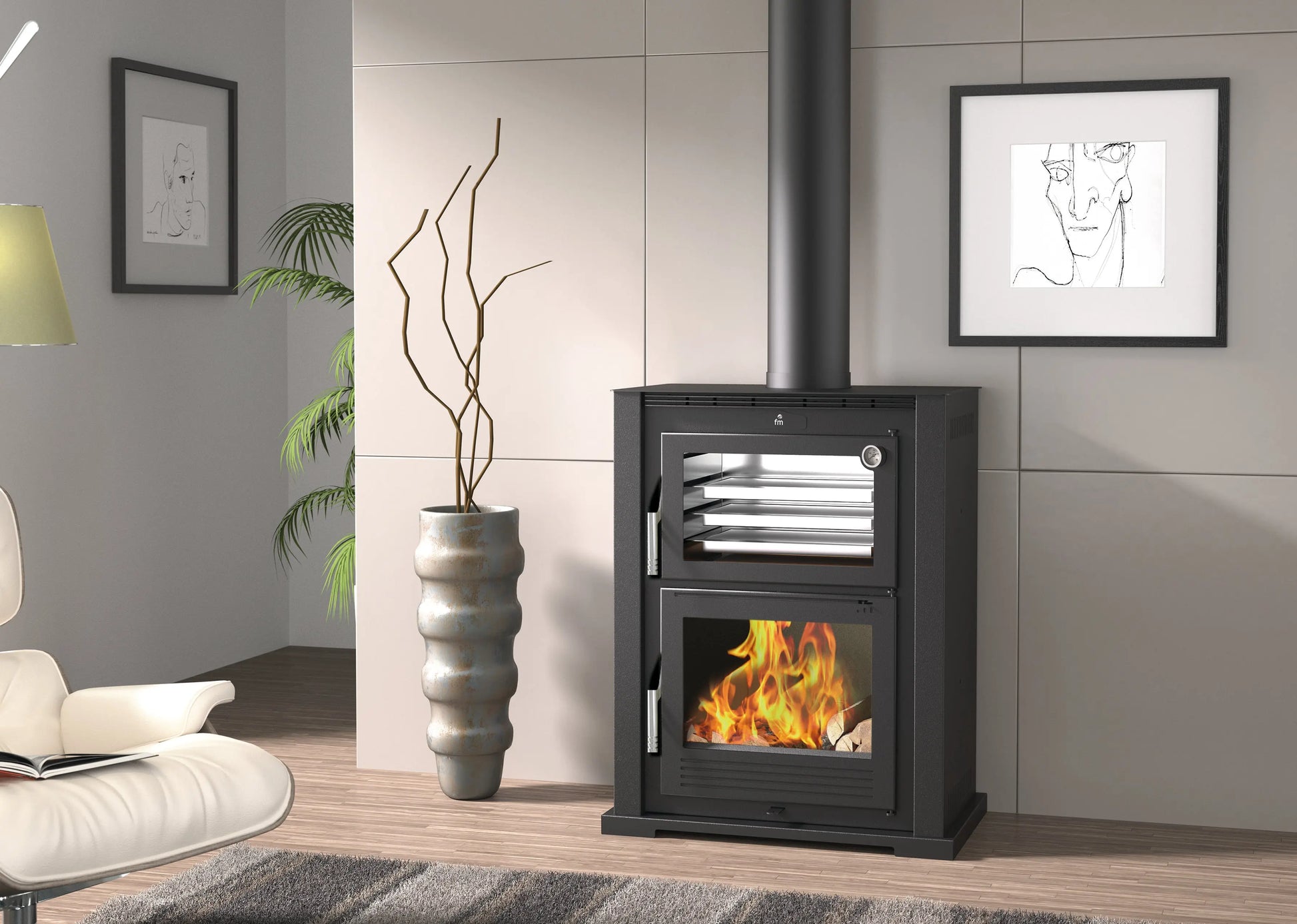 Four à bois FM Calefaccion HL-100 - Chambre de combustion en vermiculite FM Calefaccion