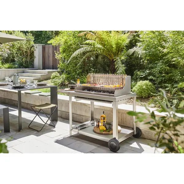 Barbecue Irissarry 78x32 Inox avec chariot Le Marquier