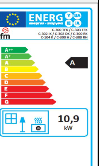 Cheminée à bois FM Calefaccion C-300 TFK, étiquette énergétique officielle