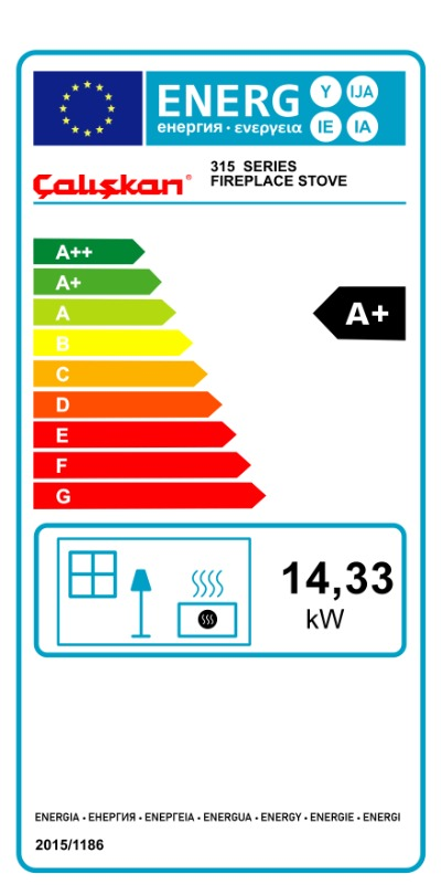 Poêle à bois Caliskan 315, étiquette énergétique officielle