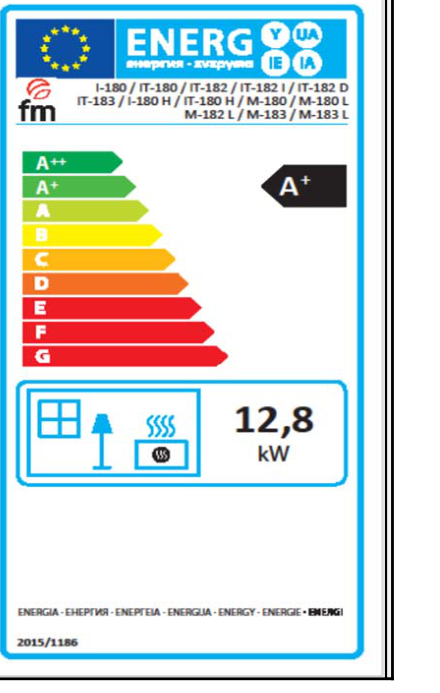 Insert à bois FM Calefaccion IT-180 FK, étiquette énergétique officielle