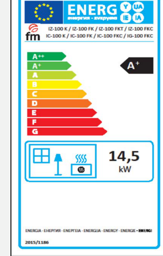 Etiquette energie officielle UE, gamme FM Calefaccion IZ-100 / IC-100, classe A+