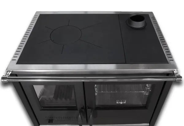 Cuisinière à bois Flam&co NORTH 9 kW — Inox & vitrocéramique Flam&co