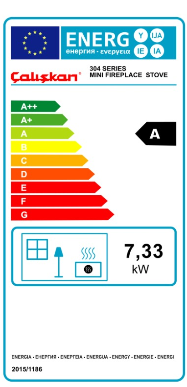 Poêle à bois Caliskan 304, étiquette énergétique officielle