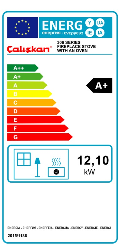 Poêle à bois Caliskan 306, étiquette énergétique officielle